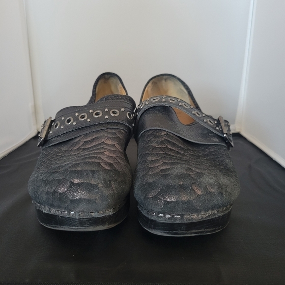 Nurse Mates Pillowtop Women's 10 Chelsea Slip On Clogs Leather Black Snake Croc - Picture 4 of 8